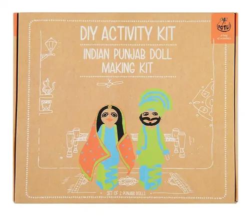 Handmade DIY Traditional Doll Making Craft Kit (Costumes Of Punjab) Set Of 2 Dolls- 10+Years