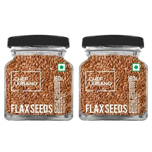 Chef Urbano Flax Seeds 160g Pack of 2 Combo | Alsi Seed | Raw and Natural | Immunity Booster | Rich in Protein and Fiber | Seeds for Eating | Diet Food