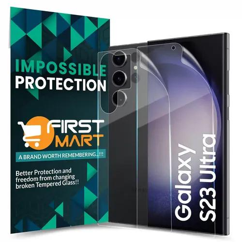 FIRST MART Screen Protector for Samsung Galaxy S23 Ultra 5G - Front and Back Nano Fiber Unbreakable Membrane Case Friendly Full Edge to Edge Screen Coverage & Installation Kit (Crystal Clear)