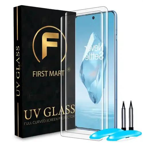 FIRST MART Tempered Glass for Oneplus 12R 5G with Edge to Edge Full Screen Coverage and Easy UV Glue Installation Kit, Pack of 2