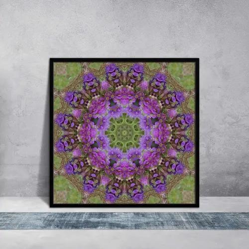 ArtzFolio Purple Floral Mandala D1 | Premium Canvas Painting for Bedroom & Living Room | Black Wood Frame | 20 x 20 inch (51 x 51 cms)