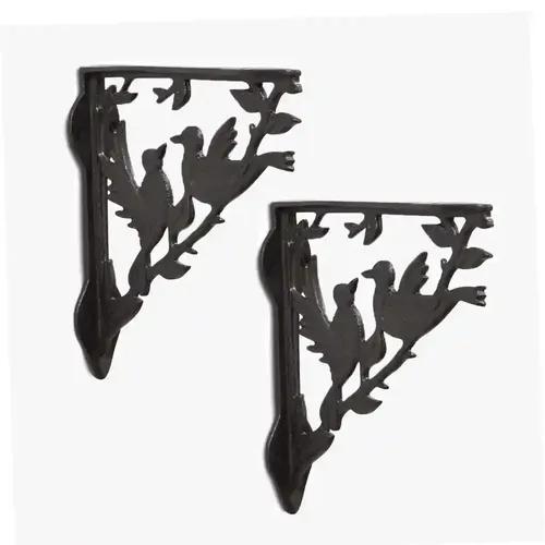 CASA DECOR Metal Eden Garden Wall Brackets - Black Plant Bracket, Plant Hanger for Pots, Bird Feeders, Planters, Indoor Outdoor Iron Shelf Brackets, Metal Shelf Bracket