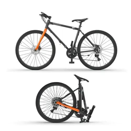 HORNBACK M1 Full Size Fully Assembled Foldable/Folding Cycle for Unisex Adults | 21 Speed Shimano Gears | 28-Inch Wheel | Mechanical Disk Brakes- 20-Inch Frame (Black & Orange)