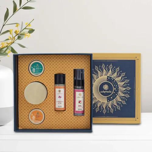 ASHPVEDA Luxury Ayurvedic Hydrate & Shine Collection Wedding Gift Box Set for Women and Men | Premium Luxury Face Care Gift Set with Face Wash, Rose Water, Spf 25 Day Cream, Face Scrub and Night Cream