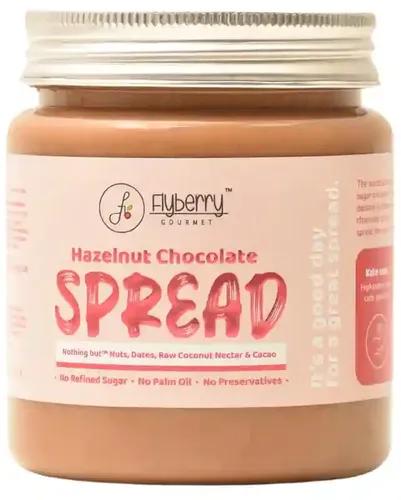 Flyberry Gourmet Hazelnut Chocolate Spread | 34% Hazelnut & 23% Almond | No Palm Oil & Refined Sugar | 100% Natural Ingredients | No Added Preservatives | Easy To Spread on Bread, Paratha | 200 g