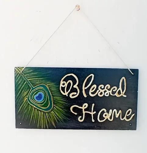 "Blessed Home" Hand Painted Wooden Wall Hanging Decor