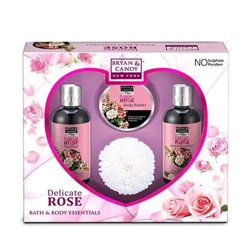 Bryan & Candy Delicate Rose Heart Combo , Shower gel, Hand & body Lotion, Body Butter | Gift Set For Women |100% Vegan,Skin-Friendly pH 5.5 for All Skin Types,SLS & Paraben Free |Pack of 3|