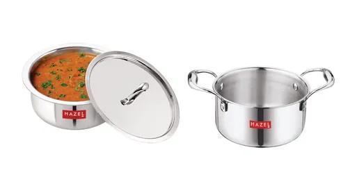 HAZEL Triply Stainless Steel Induction Bottom Tope With Handle And Tope With Stainless Steel Lid, 4.6 Litre,Polished